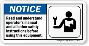 read-operators-manual-notice-sign-s-9890